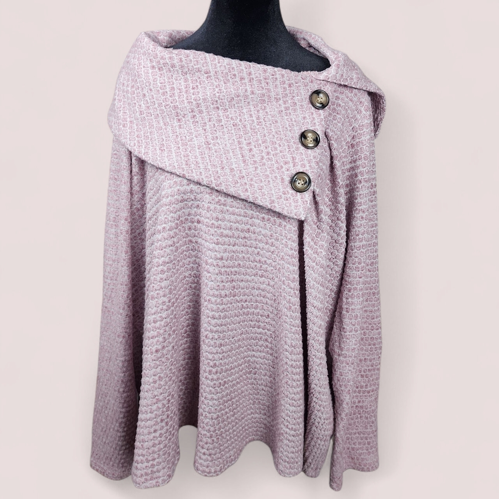 NEW YORK LAUNDRY |‎ Women's Light Pink Soft Girl Cozycore Cowl Neck Sweater | 3X
